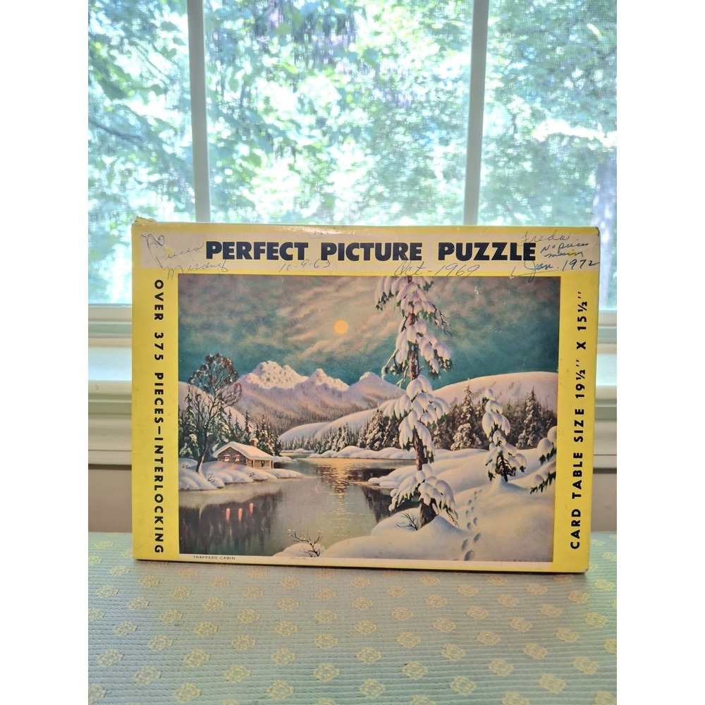 Vintage Perfect Picture Puzzle titled "Trappers Cabin" by Frederick Ogden